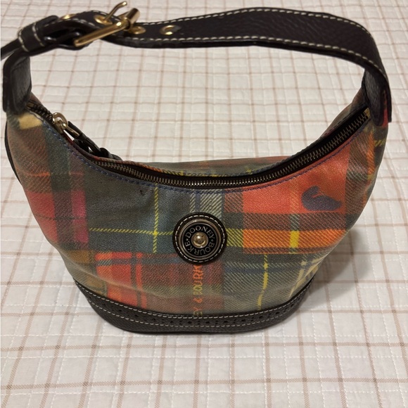 Dooney & Bourke Multicolor Plaid Hobo Bag with Black Trim - Picture 12 of 14